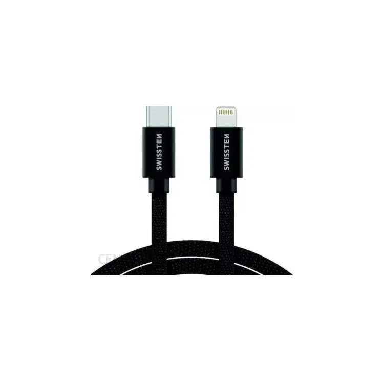 Swissten Data kabl Textile USB-C/Lightning MFi 1.2 m Black