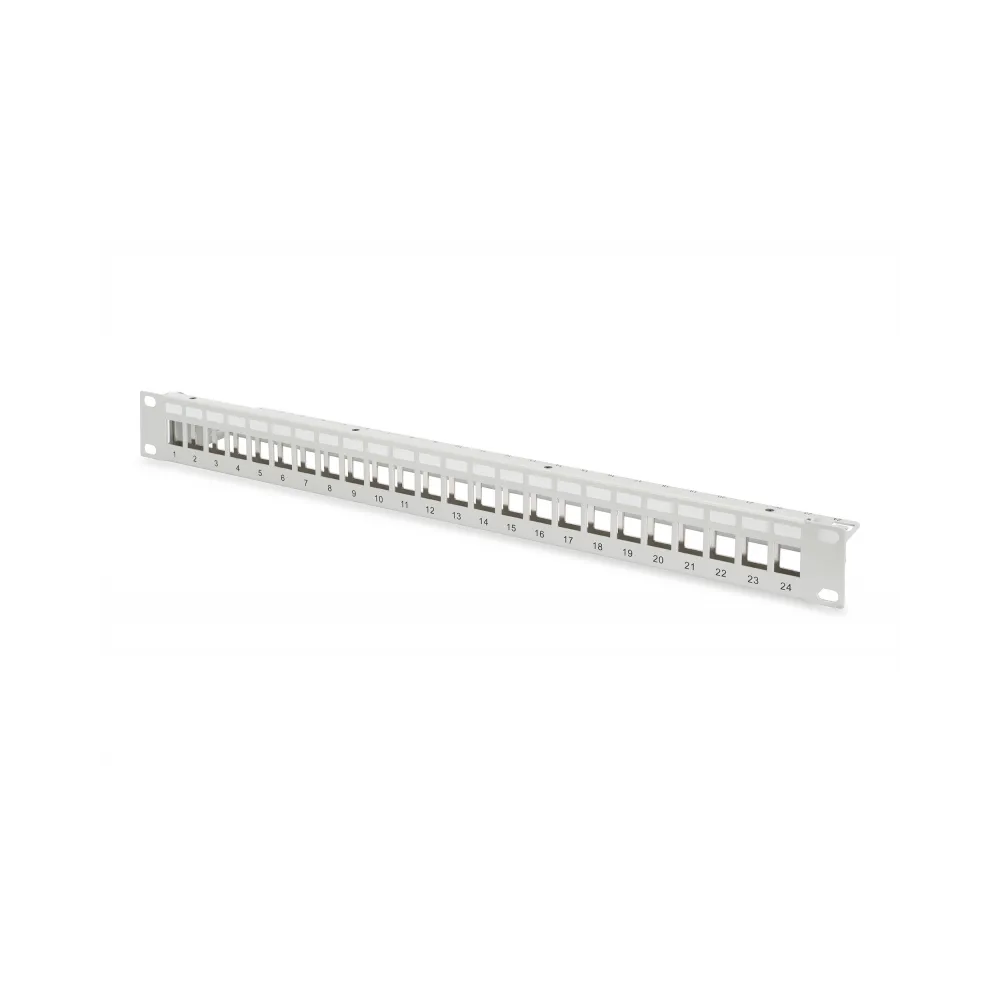 Digitus Modular Patch Panel, shielded 24-port, blank, 1U, rack mount, grey RAL 7035