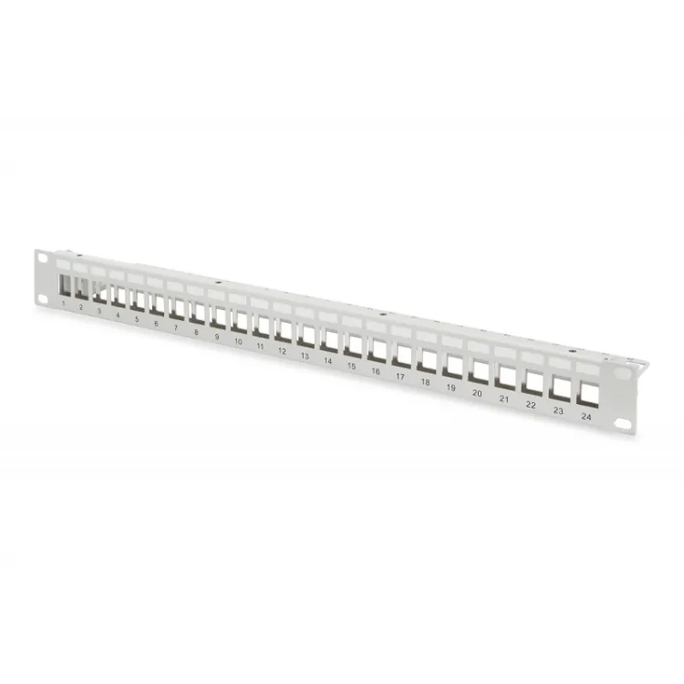 Digitus Modular Patch Panel, shielded 24-port, blank, 1U, rack mount, grey RAL 7035