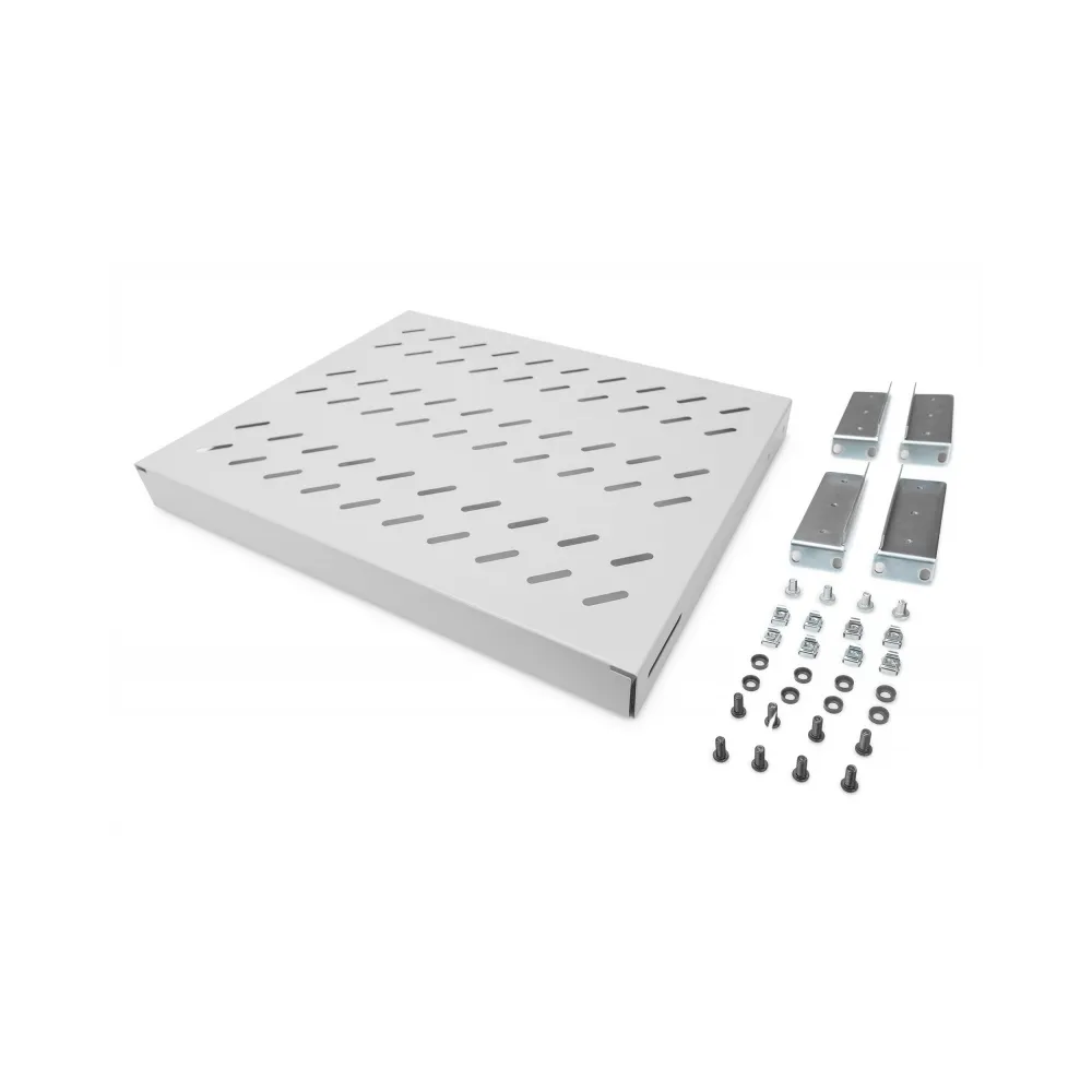 Digitus Polica fiksna 483 mm (19 ), nosivost do 50 kg, 44,5×482×350–550 mm, siva