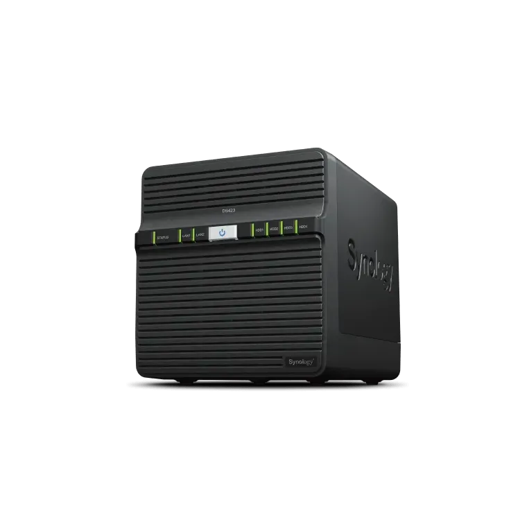 Synology NAS DiskStation DS423 Tower, 4-bay 3.5 SATA HDD/SSD, Realtek RTD1619B 1.7GHz (4-core), 2 GB DDR4, 2x RJ-45 1GbE, 2x USB