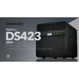 Synology NAS DiskStation DS423 Tower, 4-bay 3.5 SATA HDD/SSD, Realtek RTD1619B 1.7GHz (4-core), 2 GB DDR4, 2x RJ-45 1GbE, 2x USB