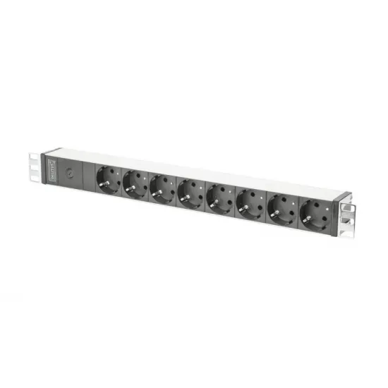Digitus 1U Aluminium PDU, 19 rackmountable, 8x safety outlets 10A, C14, 2m, 2500W