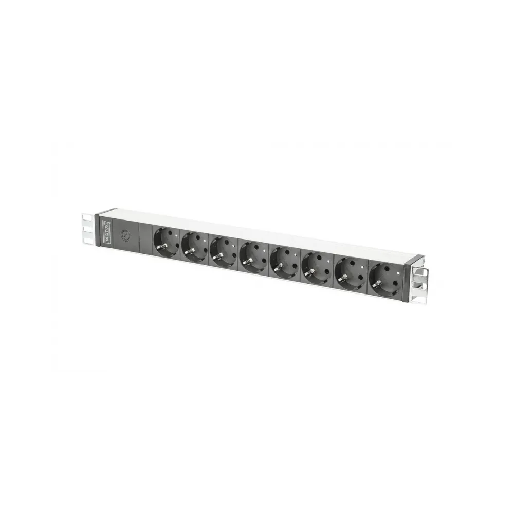 Digitus 1U Aluminium PDU, 19 rackmountable, 8x safety outlets 10A, C14, 2m, 2500W