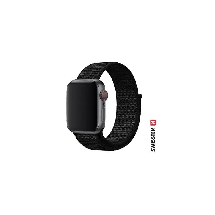 Swissten Nylon band for Apple watch, black (42, 44, 45, 49) mm