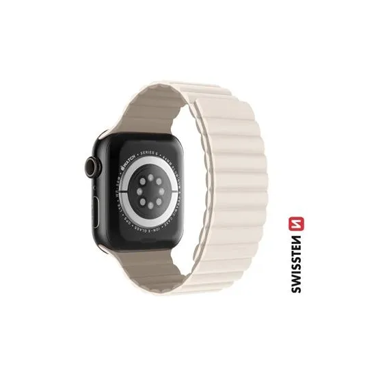 Swissten Silicone band for Apple watch, magnetic, white/cappuccino (38, 40, 41) mm