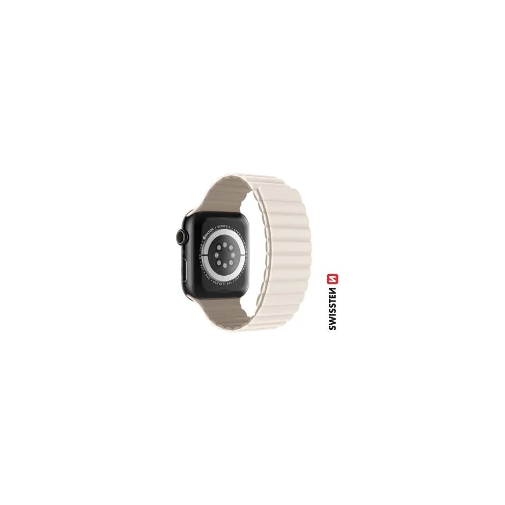 Swissten Silicone band for Apple watch, magnetic, white/cappuccino (38, 40, 41) mm