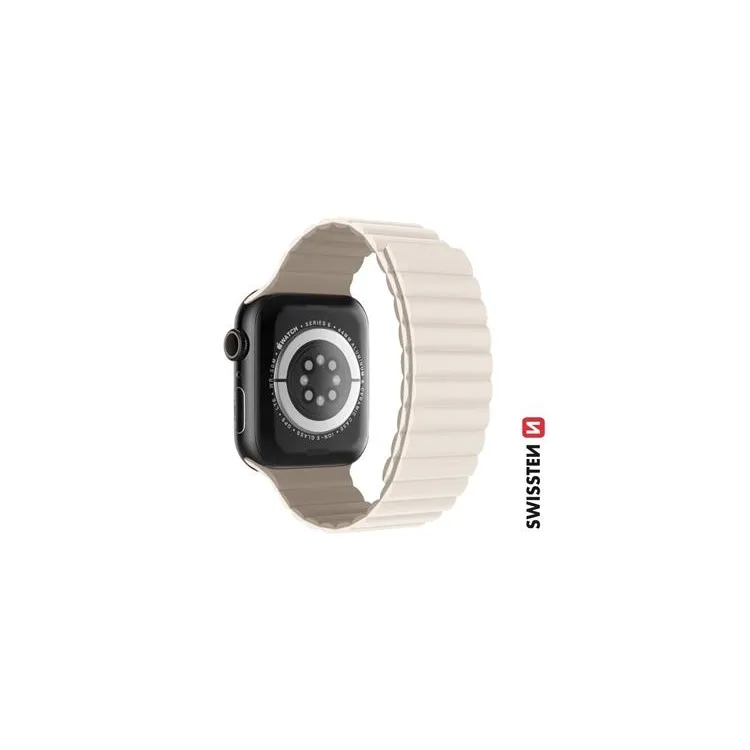 Swissten Silicone band for Apple watch, magnetic, white/cappuccino (38, 40, 41) mm