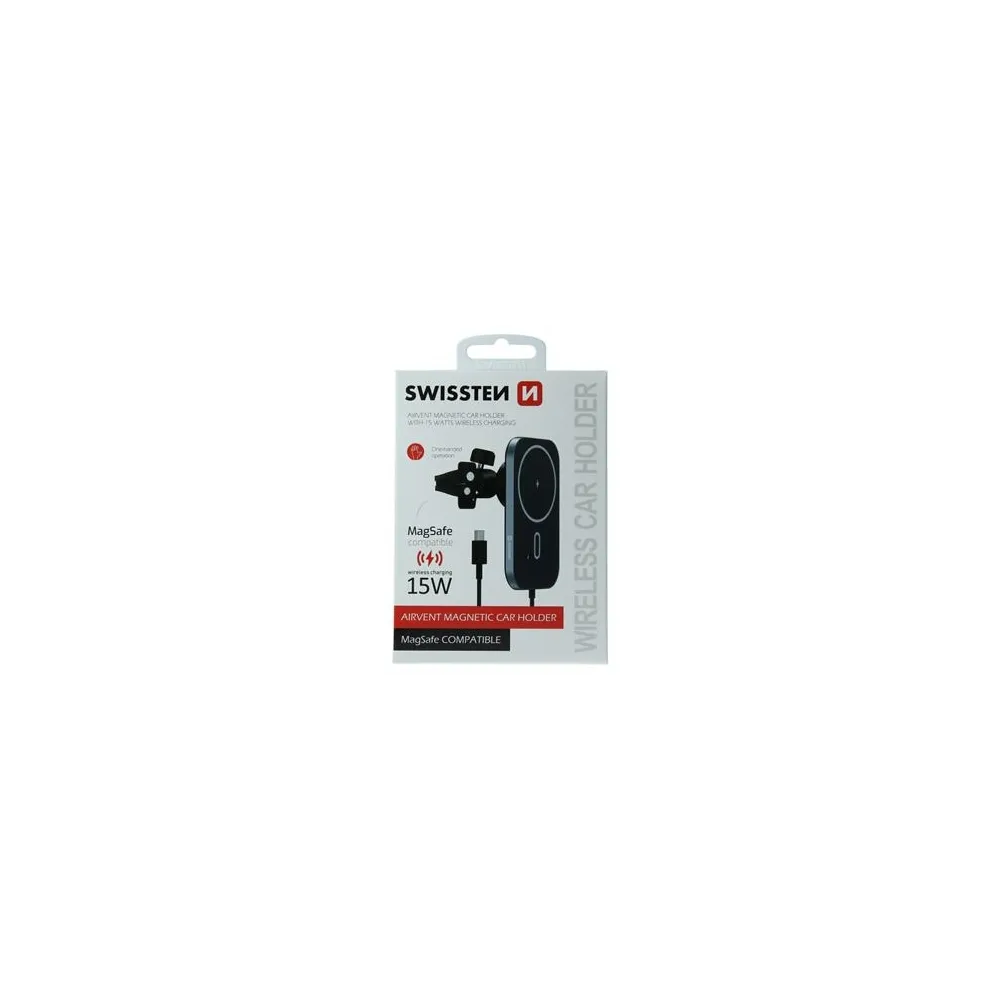 Swissten Car holder magnetic with wireless charger 15W (MagSafe compatible)