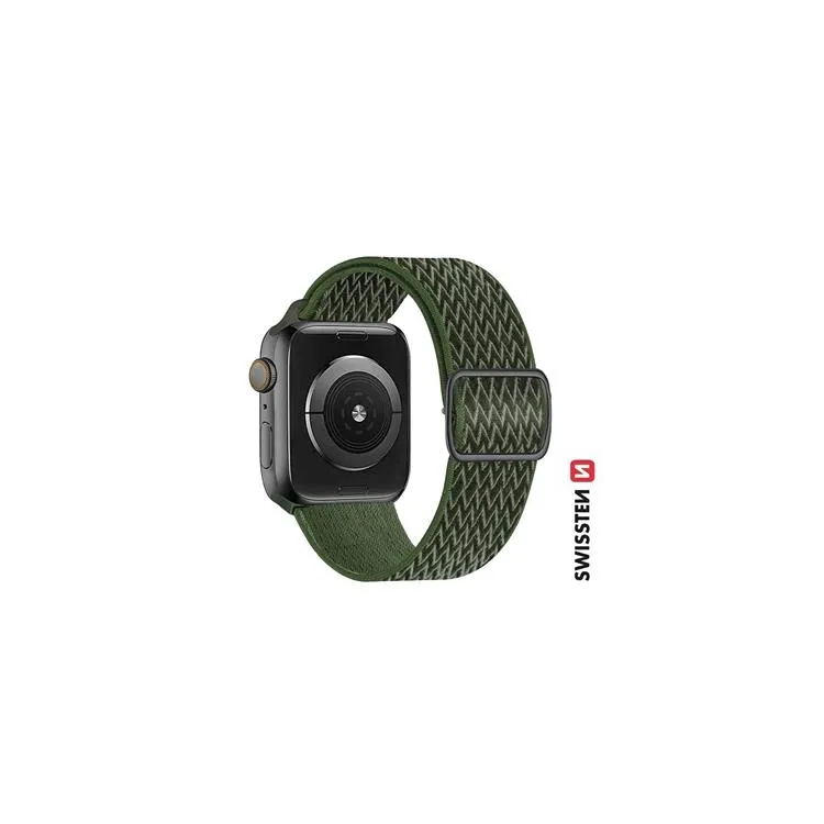 Swissten Nylon band for Apple watch, khaki, with buckle (42, 44, 45, 49) mm