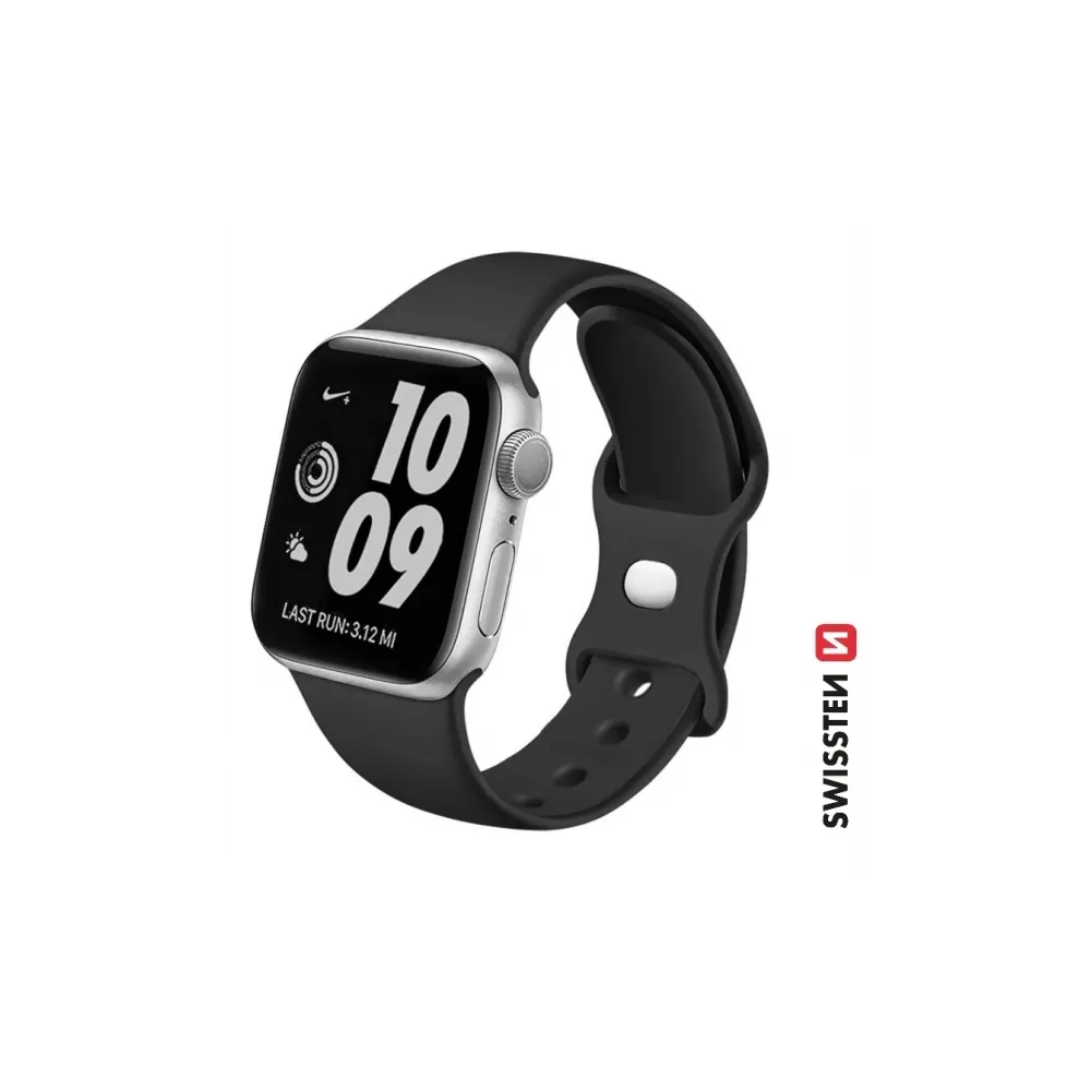 Swissten Silicone band for Apple watch, black (42, 44, 45, 49) mm
