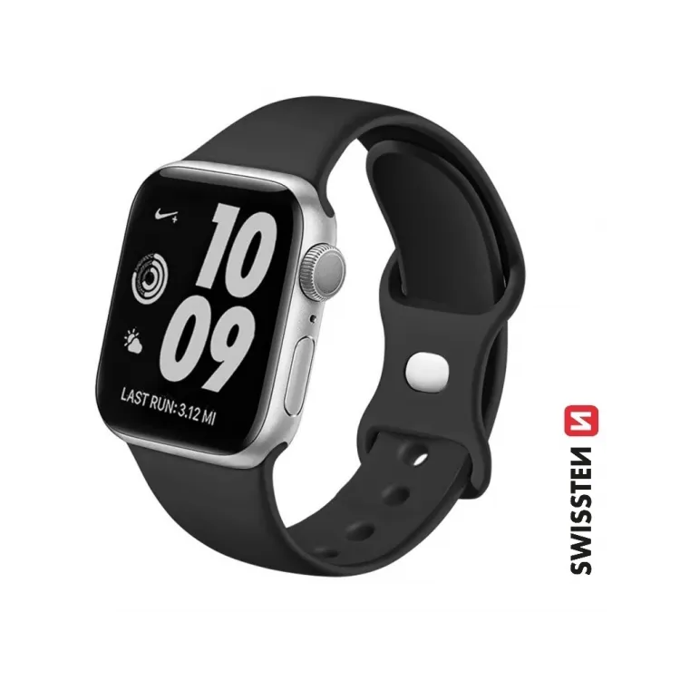 Swissten Silicone band for Apple watch, black (42, 44, 45, 49) mm