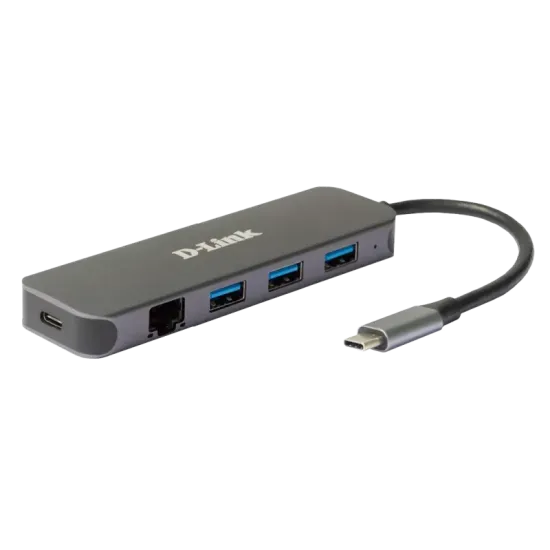 .D-Link HUB DUB-2334 5 -in-1 USB-C Hub with Gigabit Ethernet and Power Delivery