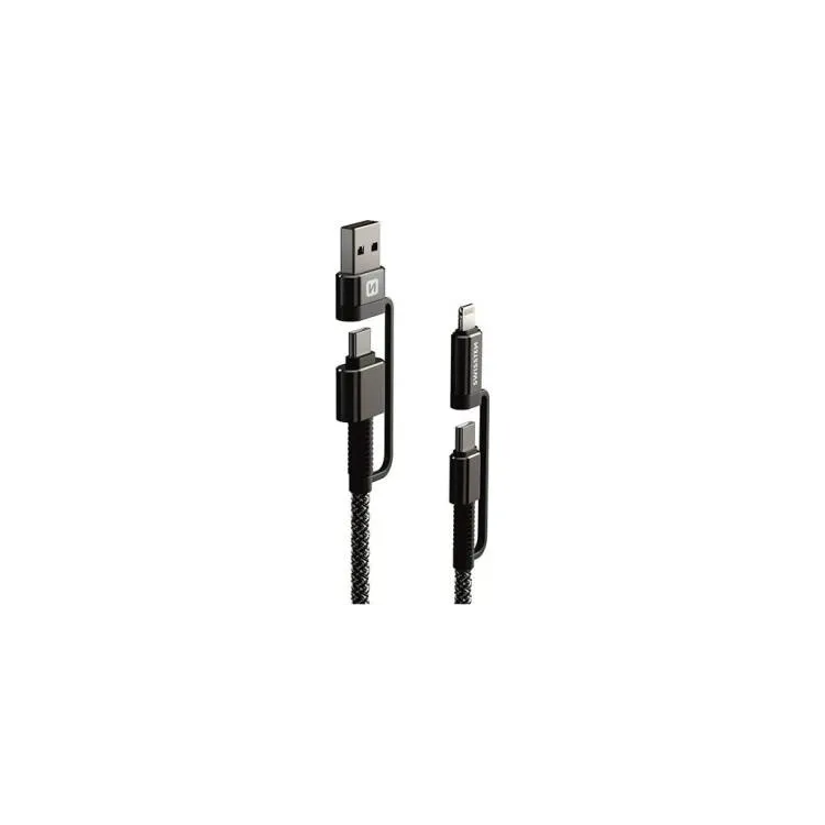 Swissten DATA CABLE KEVLAR 4in1 3A 1,5 M ANTRACIT