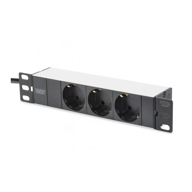 Digitus 1U PDU, 10 , rackmountable, 3x safety outlet, 16A, 4000W, 2m