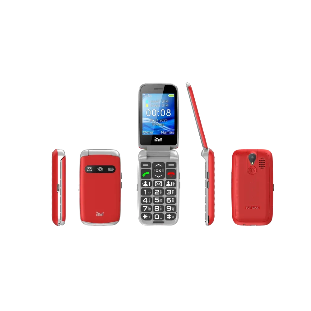MeanIT Mobilni telefon SENIOR Flip Max-Crveni