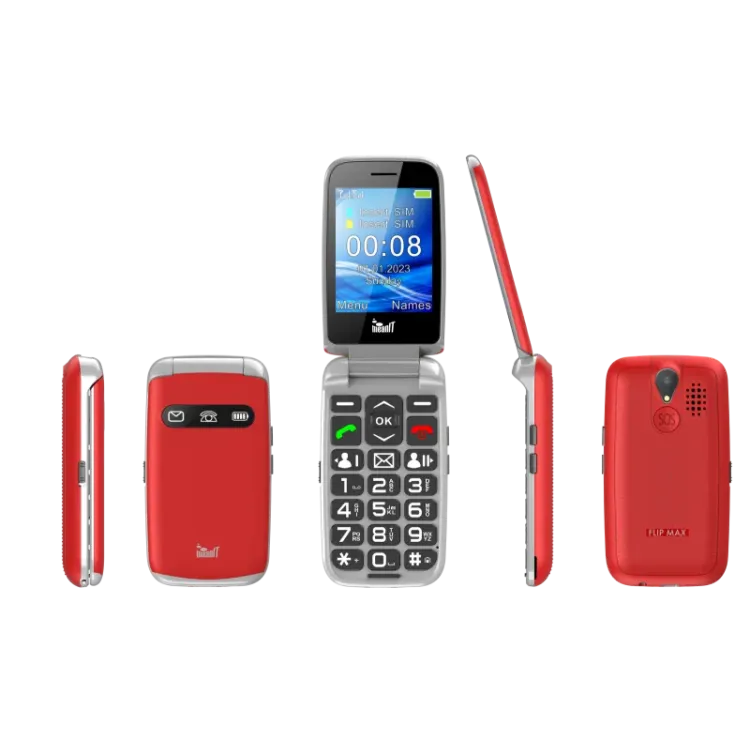 MeanIT Mobilni telefon SENIOR Flip Max-Crveni