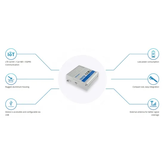 Teltonika Industrial Rugged 4G LTE Modem TRM250, Connectivity (4G/LTE (Cat M1), NB-IoT, 2G), 1x SIM slot,1 x SMA for LTE, 1x mic