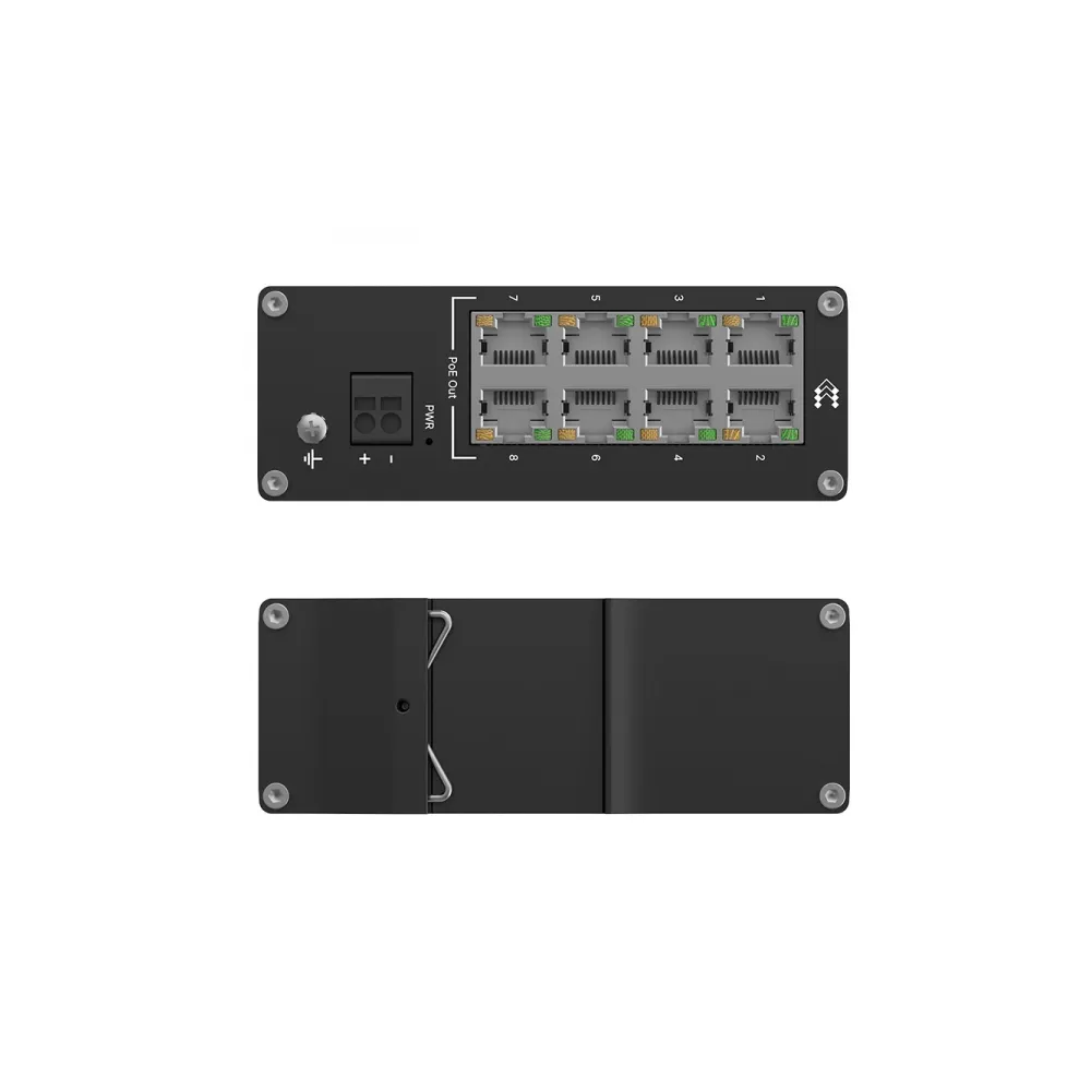 Teltonika Switch TSW040, 8x 10/100 ports, PoE+ (802.3af/at), unmanaged, plug-and-play, industrial design