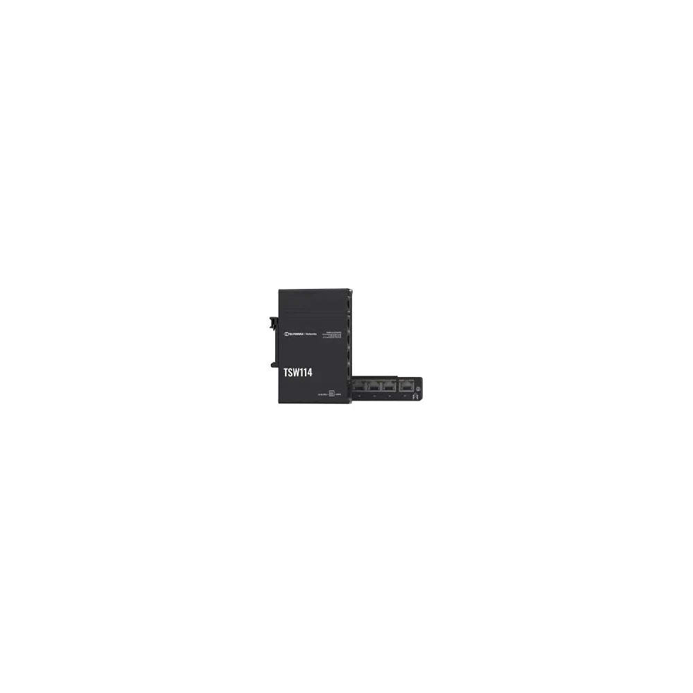 Teltonika Switch TSW114, 5x 10/100/1000Mbps RJ45 ports, unmanaged, plug-and-play, DIN rail mounting