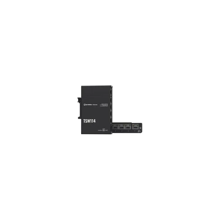 Teltonika Switch TSW114, 5x 10/100/1000Mbps RJ45 ports, unmanaged, plug-and-play, DIN rail mounting