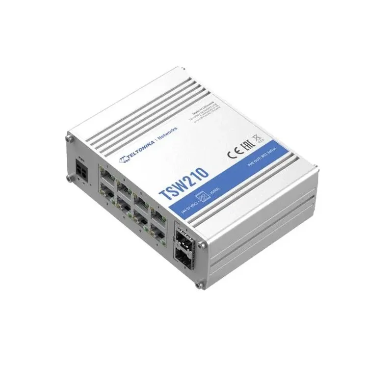 Teltonika Switch TSW210, 8x 10/100/1000Mbps, 2x SFP ports, unmanaged, plug-and-play, industrial design