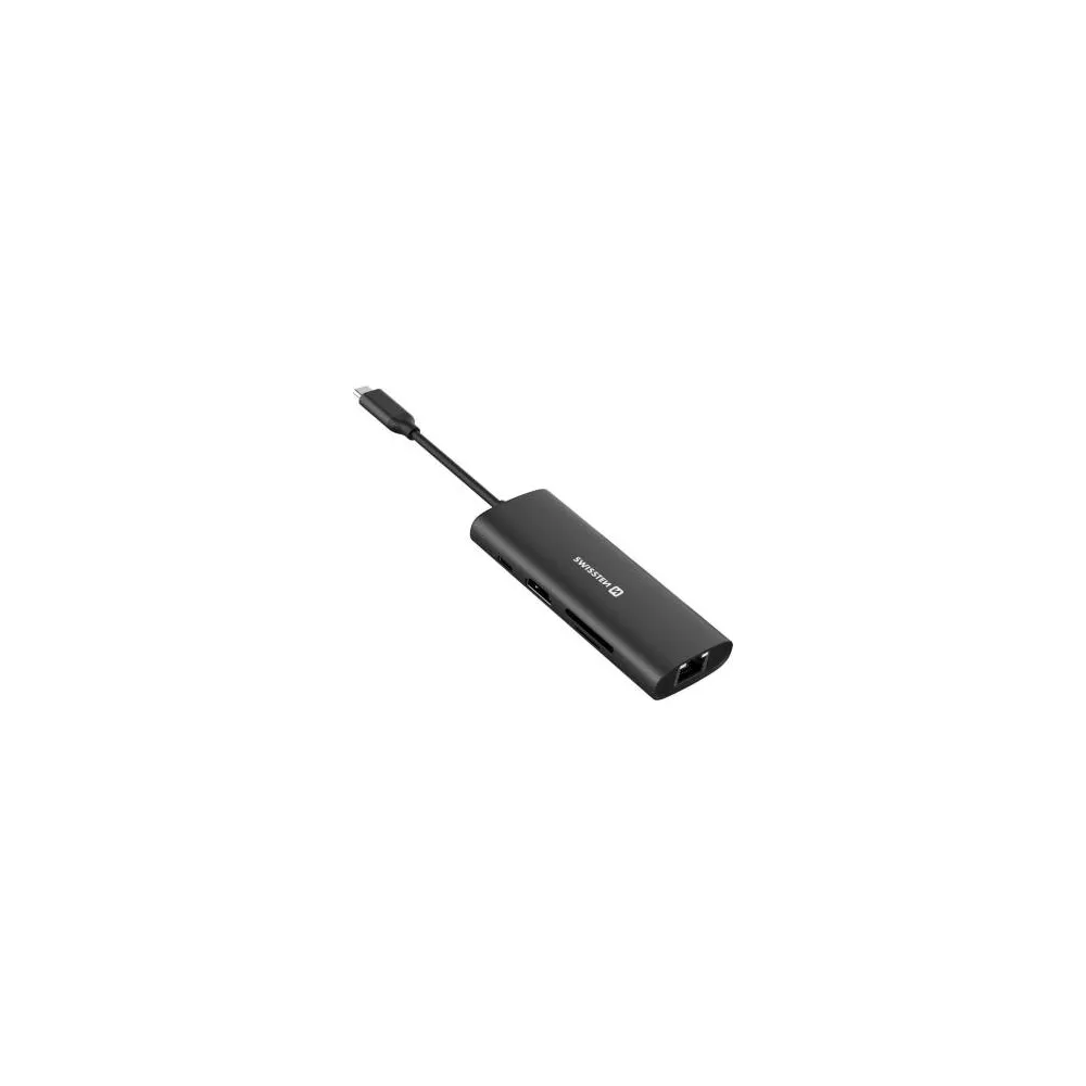 Swissten USB-C HUB 8-IN-1 (USB-C 100W, HDMI 4K, LAN RJ45, 2x USB-A, 1x USB-C 5GBps, SD, MICRO SD) ALUMINIUM