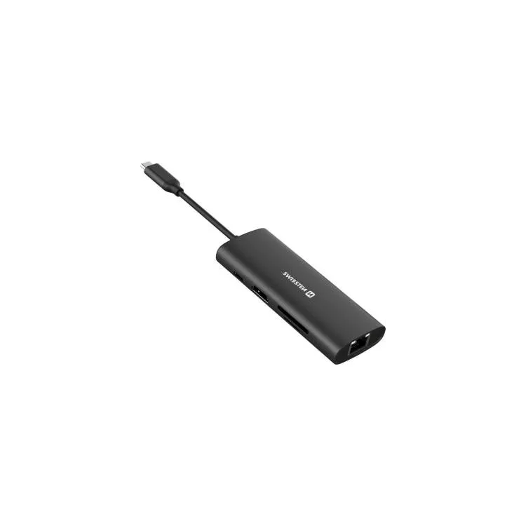 Swissten USB-C HUB 8-IN-1 (USB-C 100W, HDMI 4K, LAN RJ45, 2x USB-A, 1x USB-C 5GBps, SD, MICRO SD) ALUMINIUM