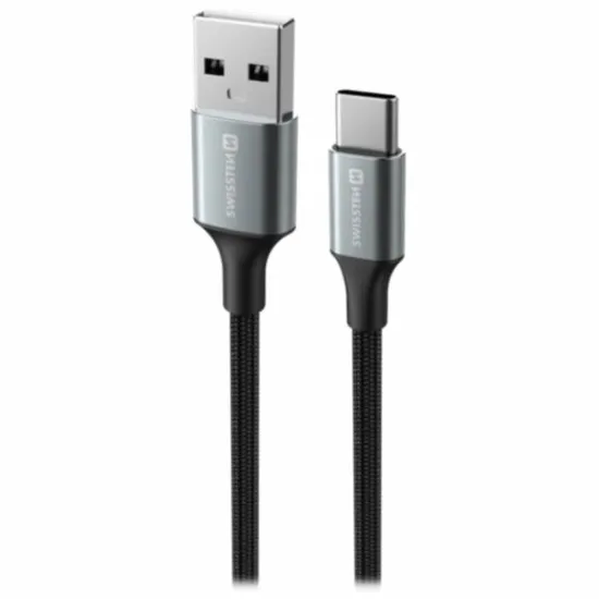 Swissten Data cable textile II USB / USB-C 1.5m Black