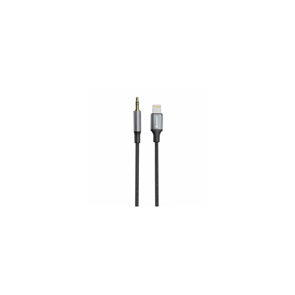 Swissten Audio adapter textile Lightning (male) / 3.5mm Jack (male) 1.5m Black