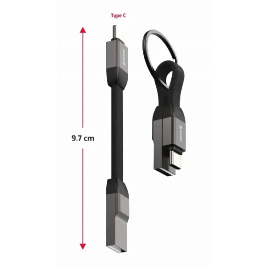 Swissten Kabl Magnetic keychain USB-A/ USB-C 9.7cm
