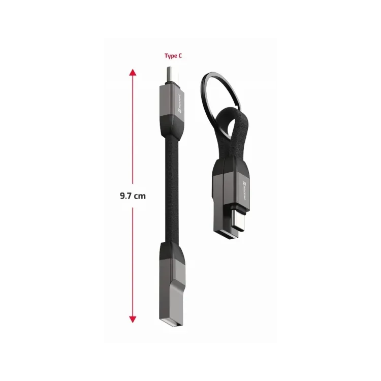 Swissten Kabl Magnetic keychain USB-A/ USB-C 9.7cm