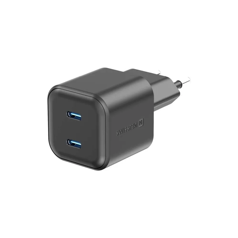 Swissten Travel Charger GaN 2x USB-C 20W PD Black