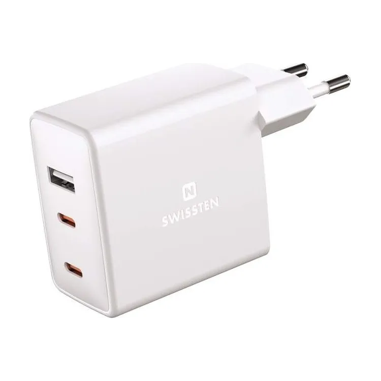 Swissten Travel Charger GaN 2x USB-C + 1x USB 70W