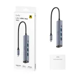 CUDY Hub UH605, 5-in-1, 3x USB-A 3.2, 1x Gigabit Ethernet (GbE), 1x USB-C, plug & play, external