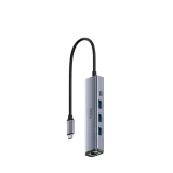 CUDY Hub UH605, 5-in-1, 3x USB-A 3.2, 1x Gigabit Ethernet (GbE), 1x USB-C, plug & play, external