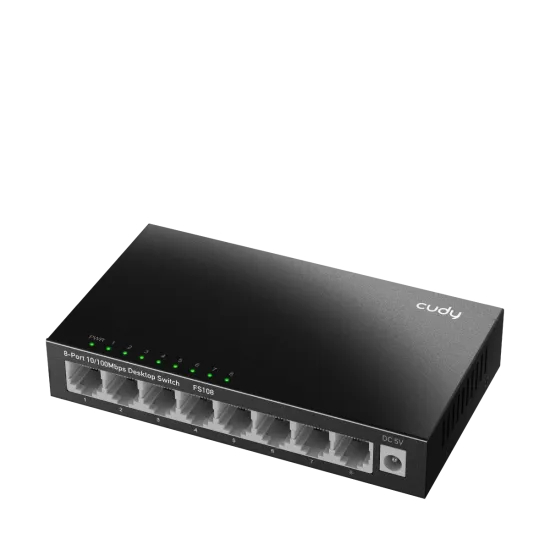 CUDY Switch FS108, 8x 10/100Mbps RJ45 ports, unmanaged, plug-and-play, desktop/wall-mount design, metal enclosure