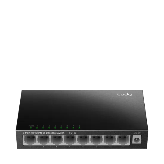CUDY Switch FS108, 8x 10/100Mbps RJ45 ports, unmanaged, plug-and-play, desktop/wall-mount design, metal enclosure