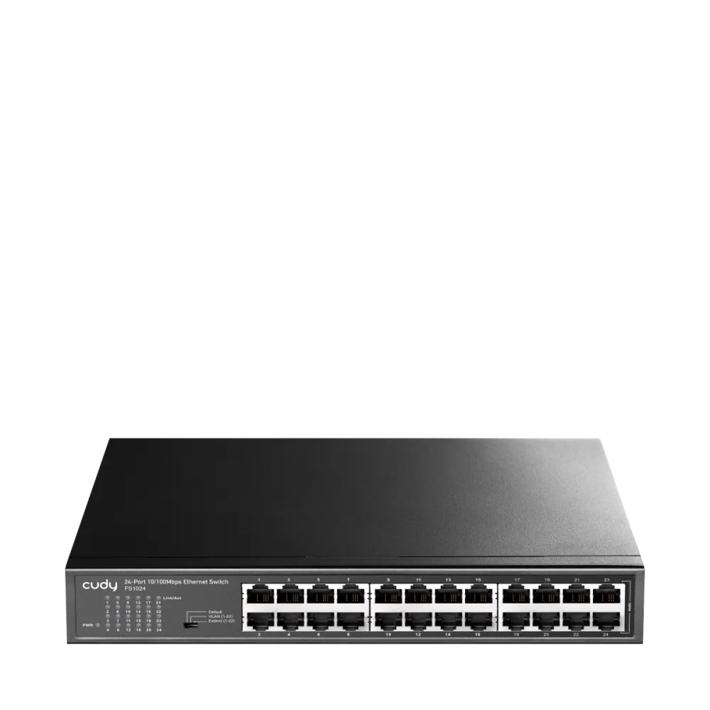 CUDY Switch FS1024, 24x 10/100Mbps RJ45 ports, unmanaged, plug-and-play, rackmount design, metal enclosure