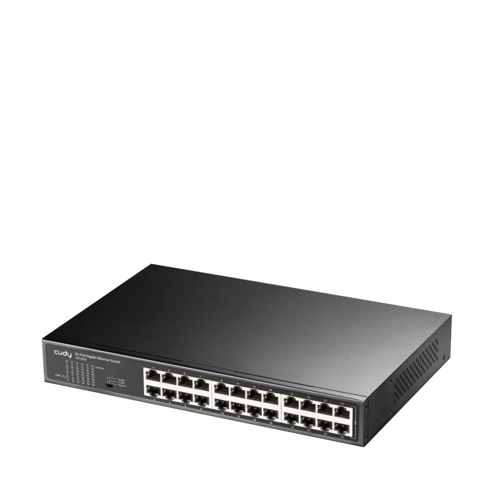 CUDY Switch GS1024, 24x 10/100/1000Mbps RJ45 ports, unmanaged, plug-and-play, metal housing, rackmount