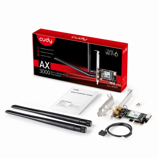 CUDY Mrezna kartica WE3000 AX3000 PCIe Tri-Band Wi-Fi 6, Bluetooth