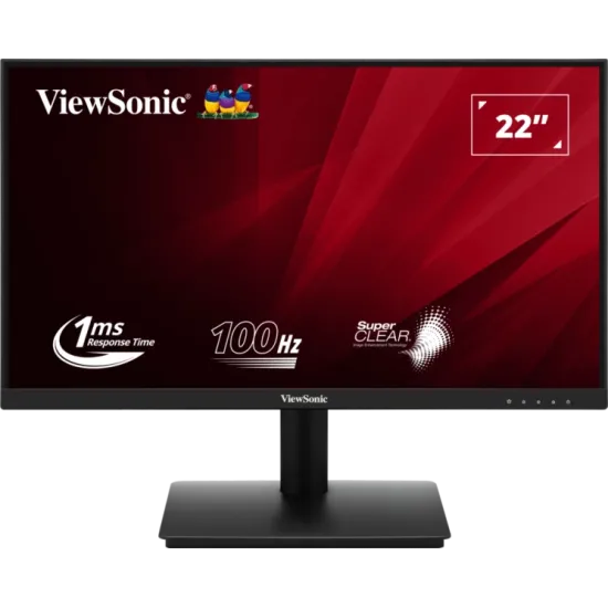 ViewSonic Monitor 22 VA220-H, 1920×1080 (FHD), SuperClear VA panel, 100Hz, 1 ms, 4000:1, 250 cd/m2, HDMI + VGA, zvučnici ne, hub