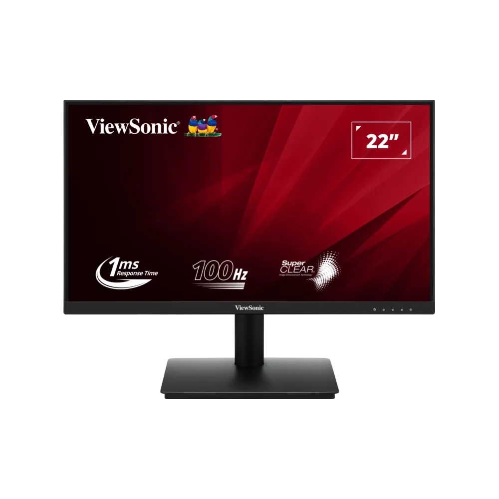 ViewSonic Monitor 22 VA220-H, 1920×1080 (FHD), SuperClear VA panel, 100Hz, 1 ms, 4000:1, 250 cd/m2, HDMI + VGA, zvučnici ne, hub