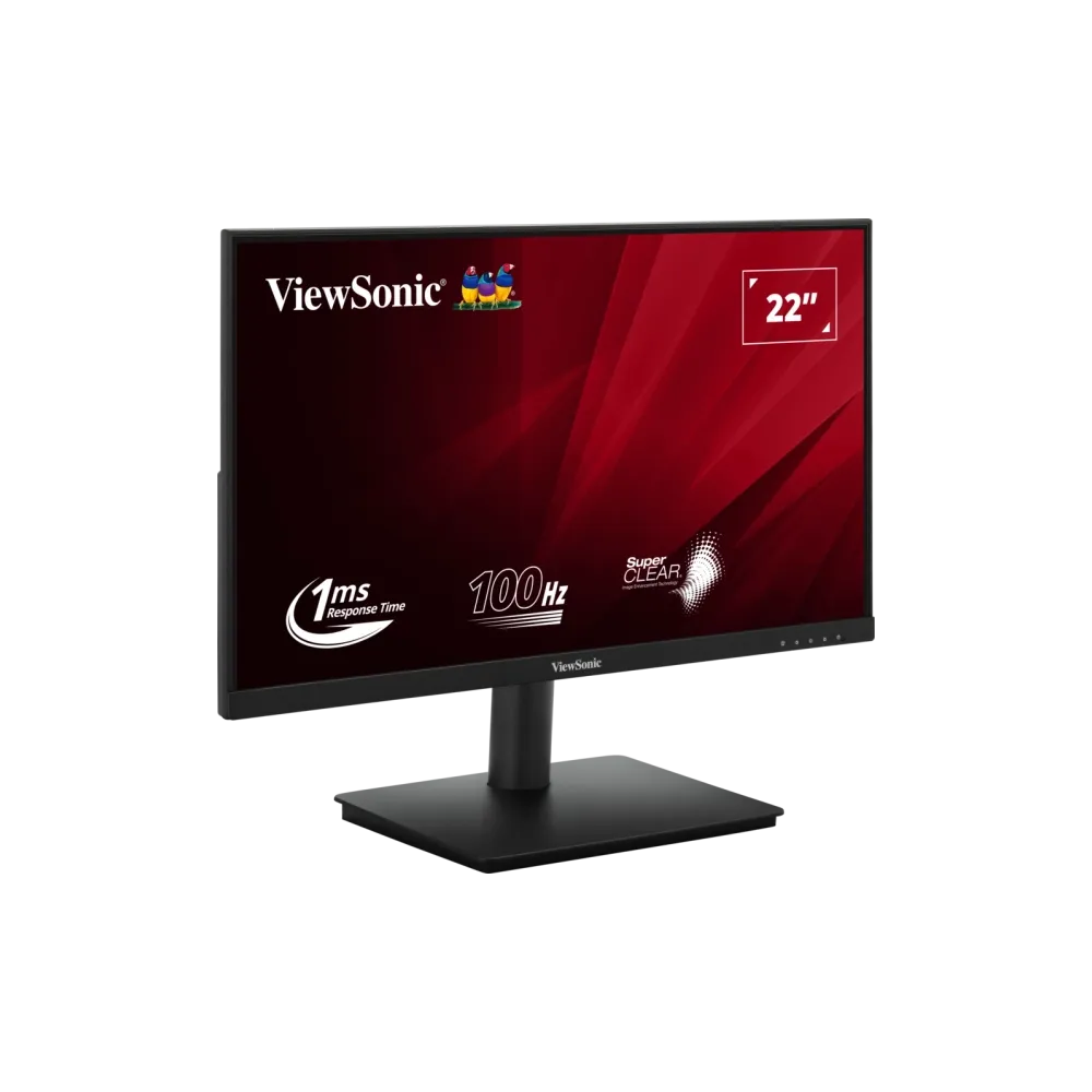 ViewSonic Monitor 22 VA220-H, 1920×1080 (FHD), SuperClear VA panel, 100Hz, 1 ms, 4000:1, 250 cd/m2, HDMI + VGA, zvučnici ne, hub