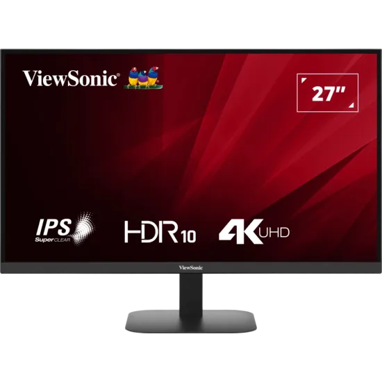 ViewSonic Monitor 27 VA2708-4K-HD, 3840×2160 (4K UHD), SuperClear IPS panel, 60Hz, 4 ms, 1200:1, 250 cd/m², 2x HDMI + DisplayPor
