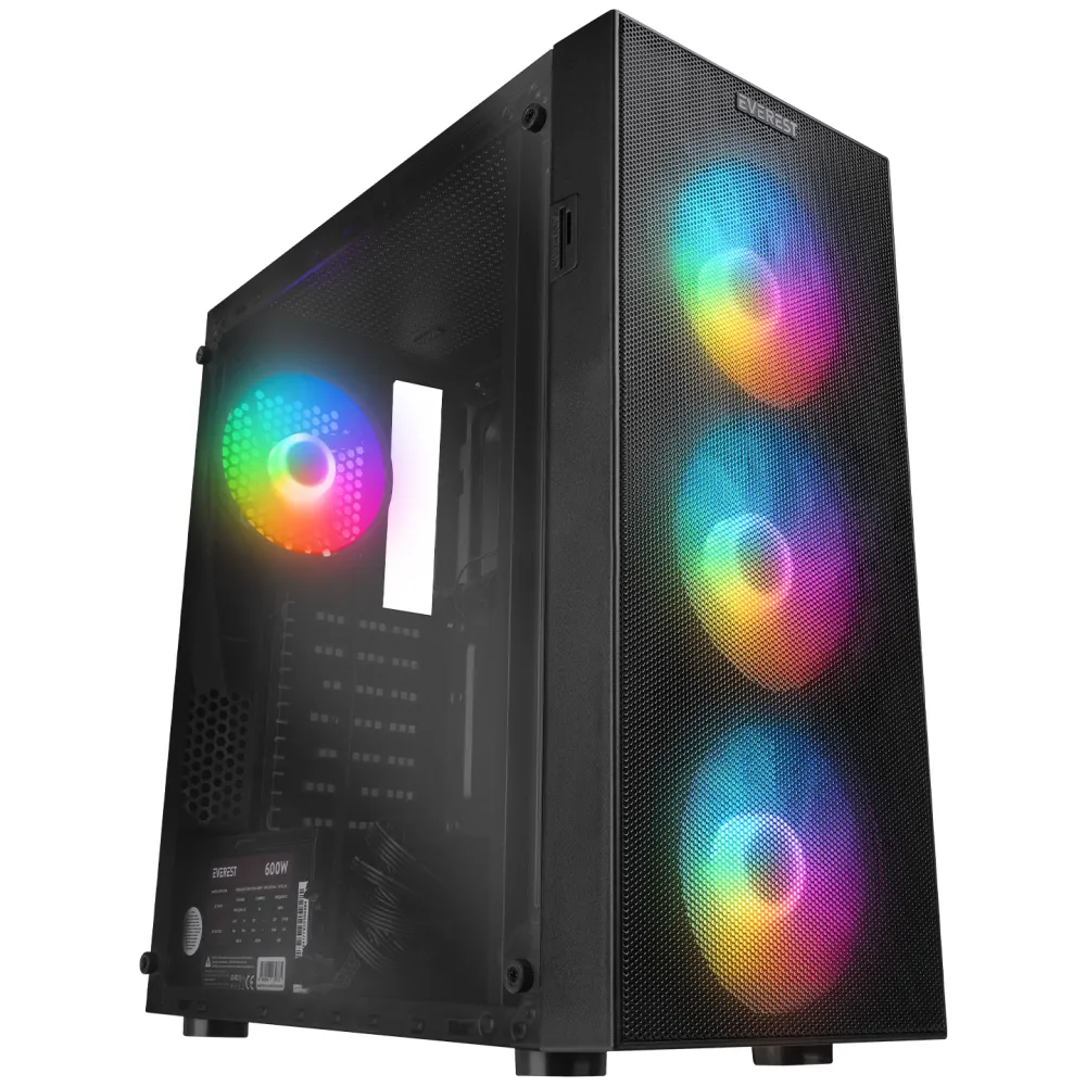 Everest CASE FACED V5 Mesh 4x120 RGB, 600W