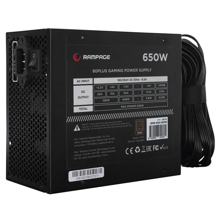 Rampage Napajanje RMP-650-80PB 650W 80+ Bronze