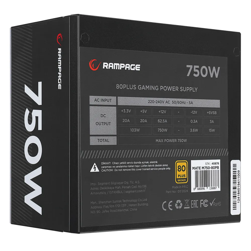 Rampage Napajanje MATE M750-80PB 750W 80+ Bronze Full Modular