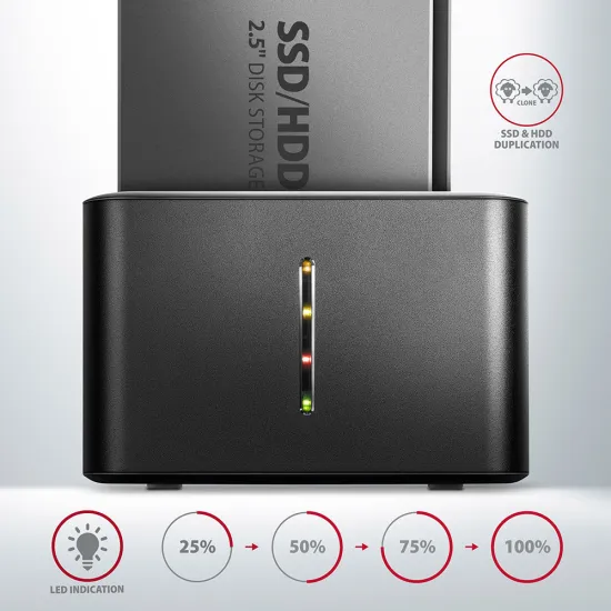Axagon Dock 2x2.5 , USB 3.2, metal, disk cloning