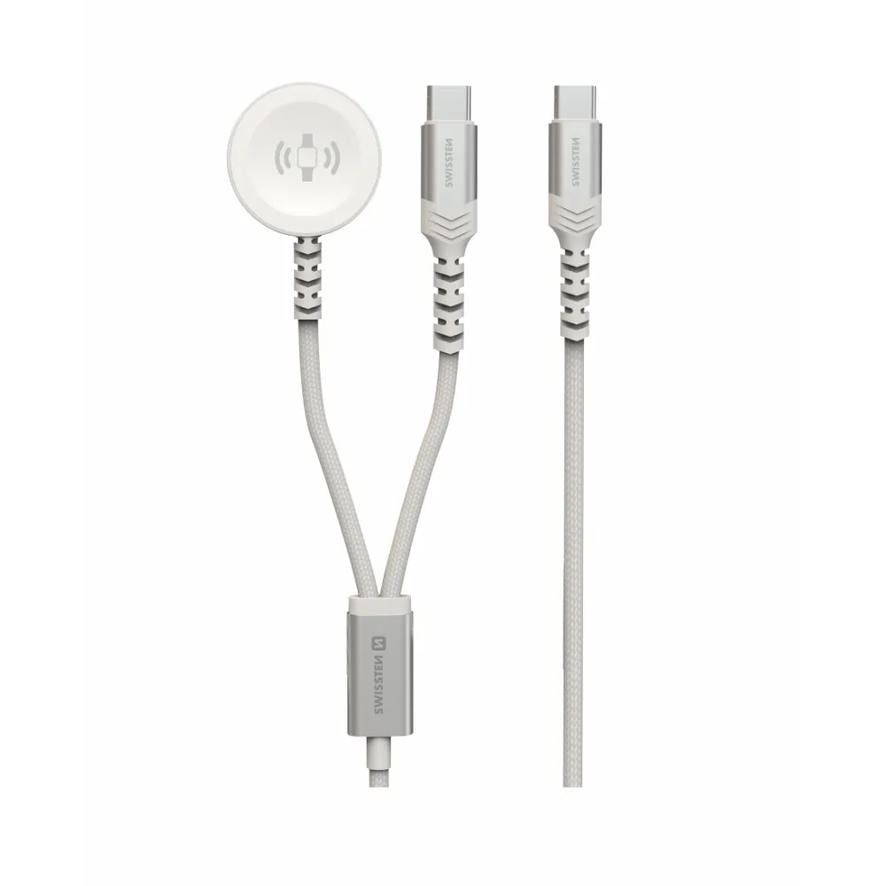 Swissten Kabl 2in1 punjač za Apple Watch i USB-C, USB-C 1.2m White